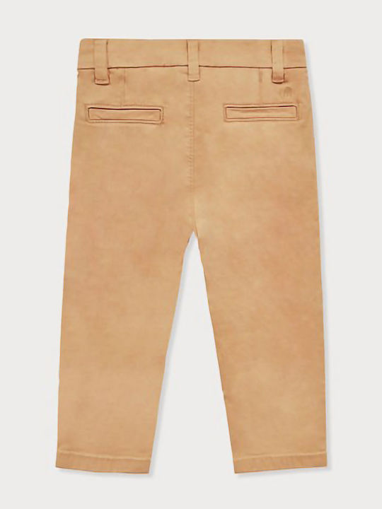 Kids' Chino Fabric Pants Brown Basic