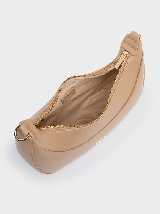 Fabela Beige Light Γυναικεία Τσάντα Ώμου Χρυσή