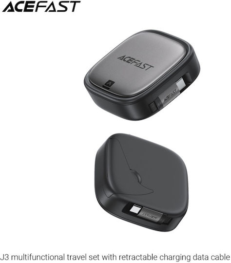 Acefast Retractable USB to Lightning / micro USB Cable 3A Μαύρο 0.95m