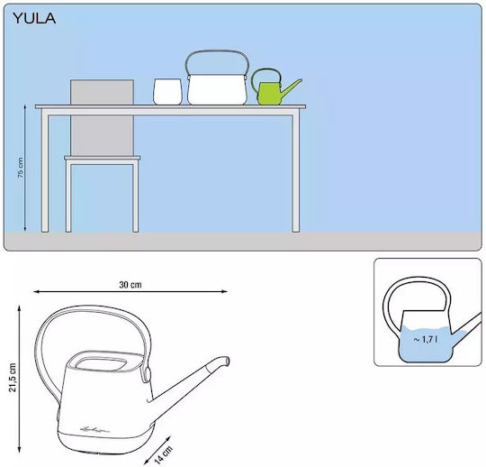 Lechuza Yula White/Taupe Plastic Watering Can 1.7lt White