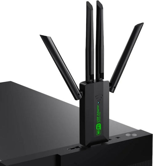Wifi USB Адаптер Dual Band 2.4G+5GHz Wi-fi Dongle 4 Антени 802.11ac USB 3.0 Високоскоростен 1200Mbps Приемник Безжична Карта За PC Laptop