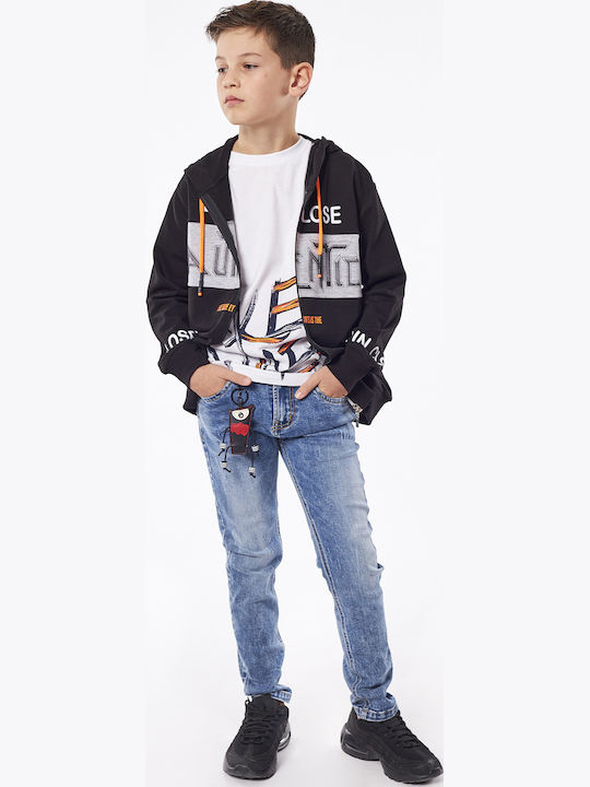 Kids Sweatshirt Cardigan Cotton with Hood Black