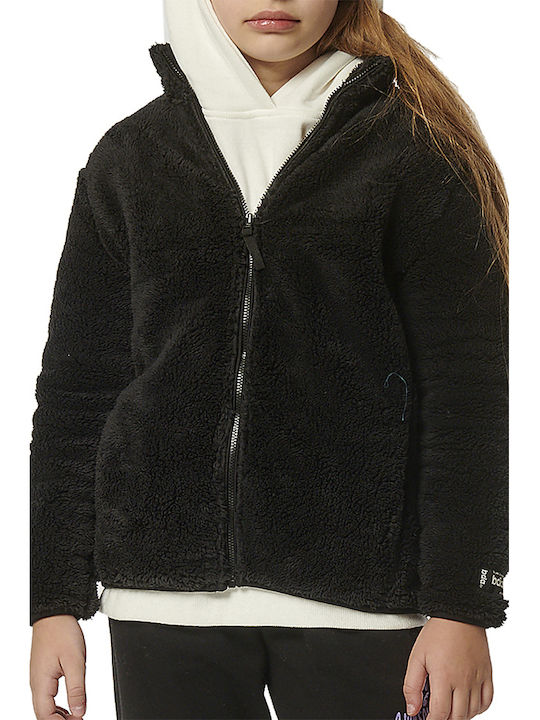 Cardigan pentru copii Fleece cu Glugă Neagră