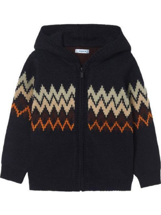 Kinderstrickjacke Gestrickt mit Kapuze Marineblau
