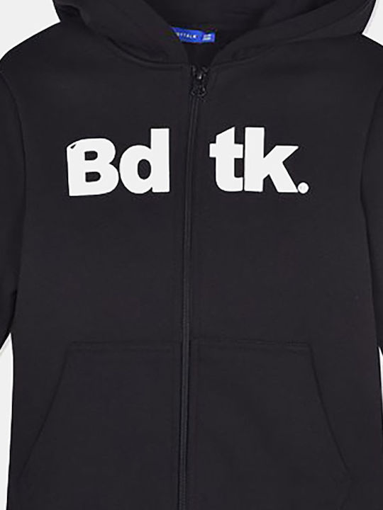 Fleece Παιδική Φούτερ Ζακέτα με Κουκούλα και Τσέπες Μαύρο
