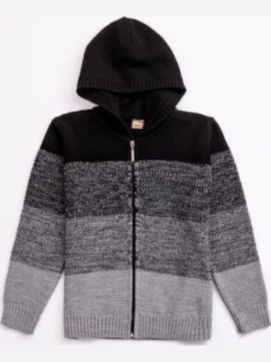 Kinderstrickjacke Gestrickt mit Kapuze Schwarz