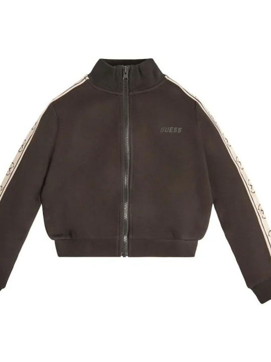 Kids Sweatshirt Cardigan with Hood Brown Active