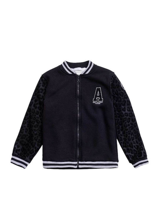 Kids Sweatshirt Cardigan Cotton with Hood Black