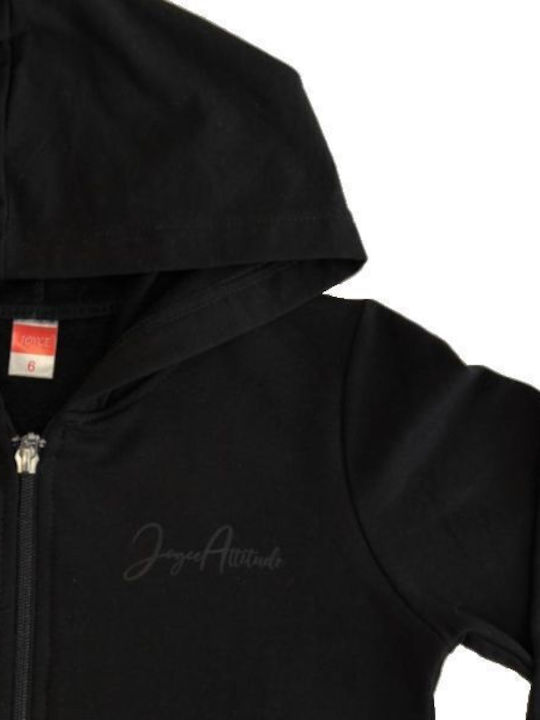 Kids Sweatshirt Cardigan Cotton with Hood Black