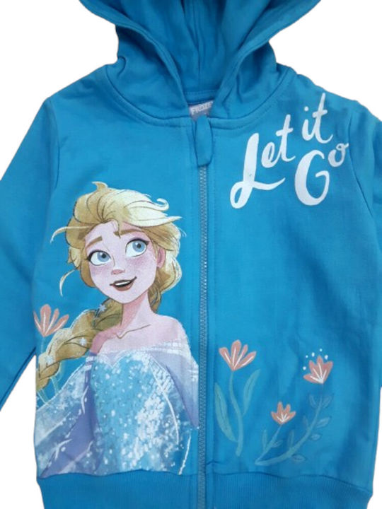 Παιδική Ζακέτα Φούτερ με Κουκούλα Τιρκουάζ Frozen