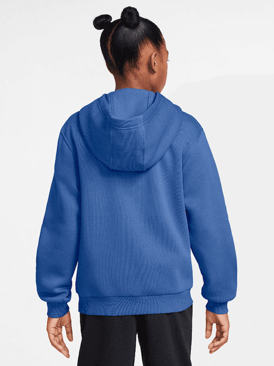 Fleece Παιδική Φούτερ Ζακέτα με Κουκούλα και Τσέπες Μπλε Sportswear Club