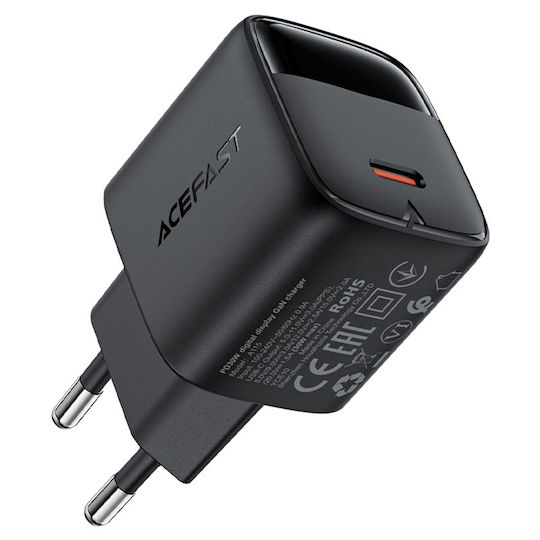 Acefast Φορτιστής Χωρίς Καλώδιο GaN με Θύρα USB-C 30W Μαύρος (A115)