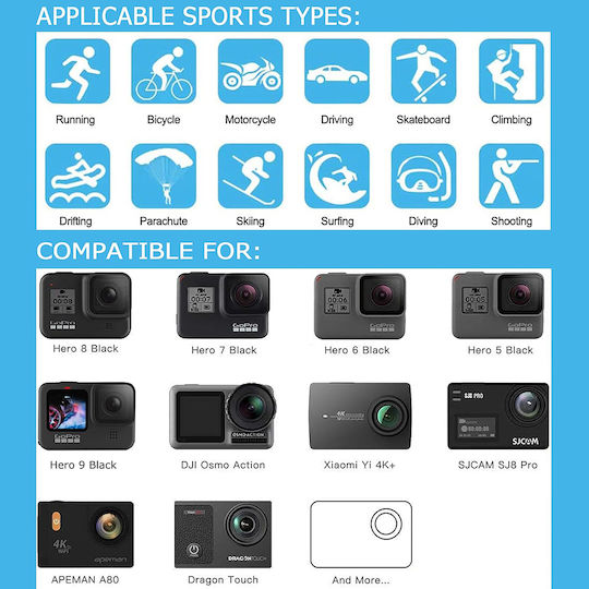 Techsuit Zubehörset für GoPro / SJCam Max / Held 12 / Held 11 / Held 10 / Held 9 / Held 8