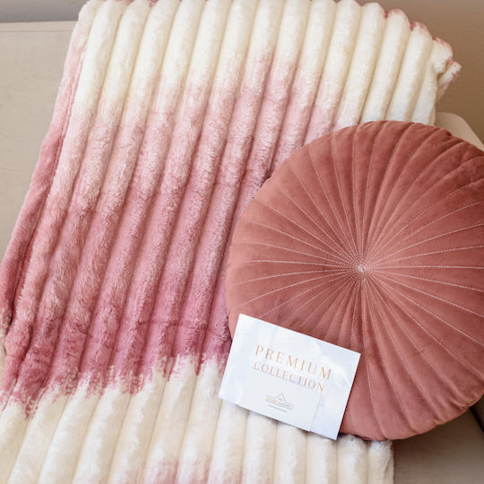 My Home Luxury Blanket Fleece Queen 220x240cm Ecru - Pink