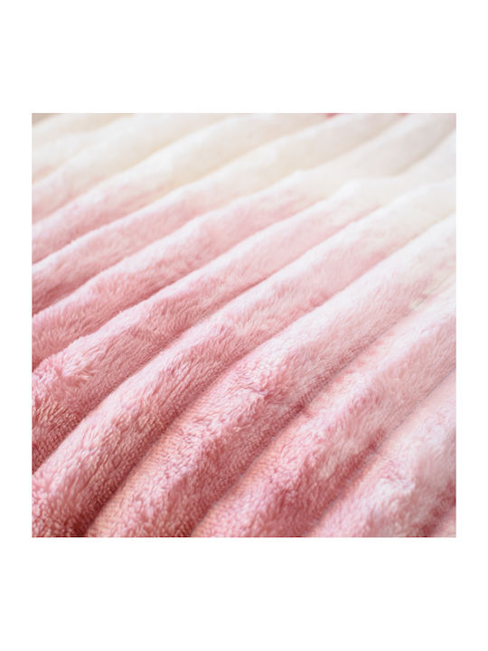 My Home Luxury Fleece Blanket Double 220x240cm Ecru - Pink