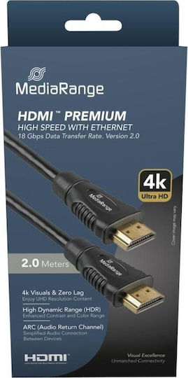 MediaRange High HDMI 2.0 Premium High Speed 4K 60Hz HDR Cable HDMI Male - HDMI Male 2m Black