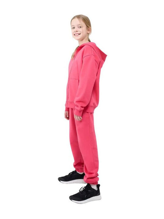 Kinder-Sweatshirt Strickjacke mit Kapuze und Taschen Rosa
