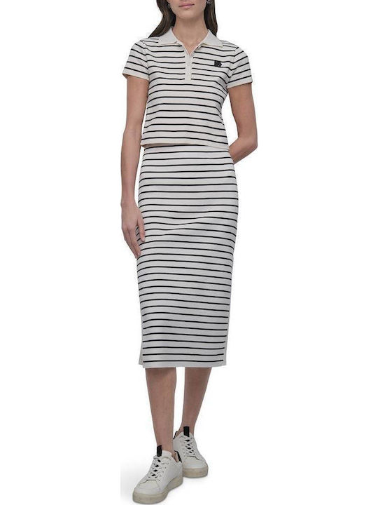 Pencil Midi Skirt Ivory / Black