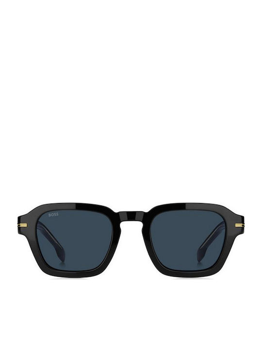 Boss Men's Sunglasses with Black Plastic Frame and Blue Lens Boss 1853/S 807/KU