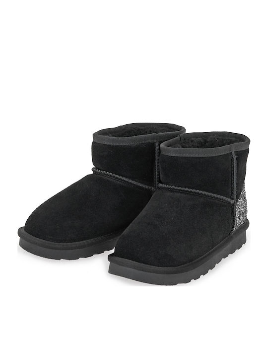 Suede Kinder-Schneestiefel Schwarz