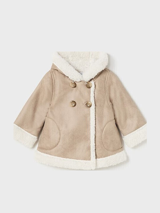 Sepia Kinderjacken & Winterjacken Kurzer Doppelseitiger Mantel mit Kapuze Beige