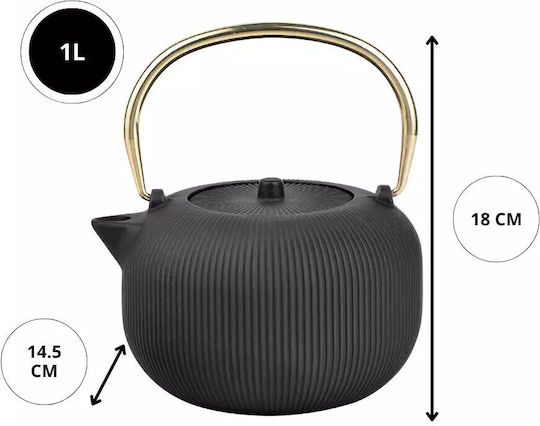 KING Hoff Ceainic cu Filtru Din fontă Negru 1000ml