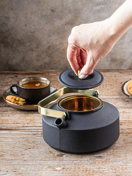KING Hoff Teapot with Filter Cast Iron Black 1000ml