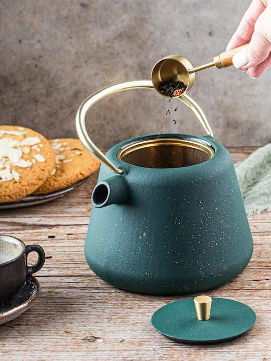 KING Hoff Kettle Teekanne mit Filter Gusseisen Grün 1000ml