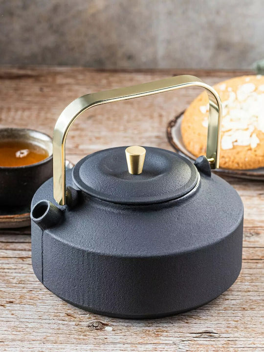 KING Hoff Teapot with Filter Cast Iron Black 1000ml