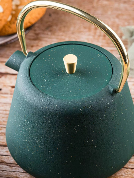 KING Hoff Kettle Teekanne mit Filter Gusseisen Grün 1000ml
