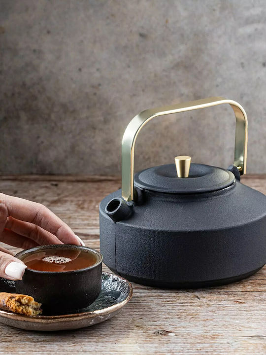 KING Hoff Teapot with Filter Cast Iron Black 1000ml