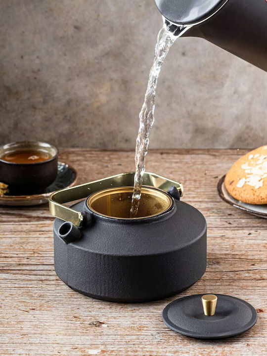 KING Hoff Teapot with Filter Cast Iron Black 1000ml