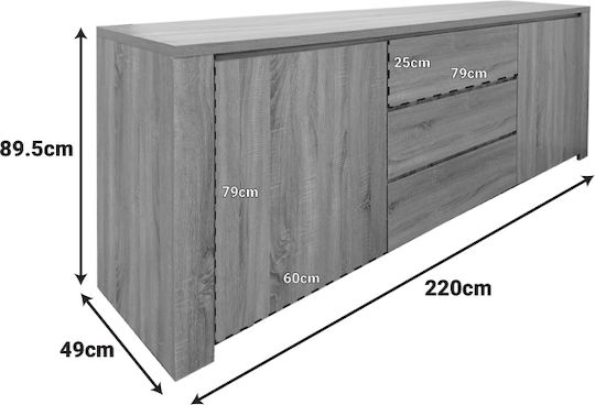 Мебели за съхранение Kalya дървен Anthracite Shade 220x49x89.5см