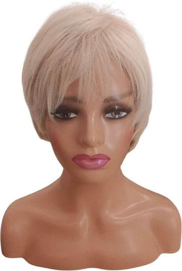 Perücke mit Synthetikhaar in Licht Blond Farbe 25cm