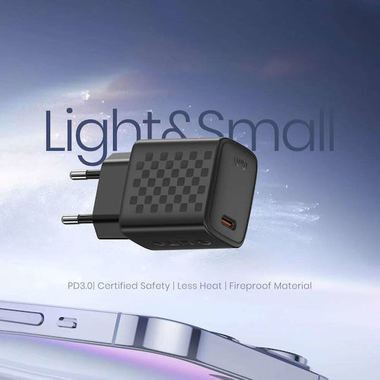 Lito Ladegerät GaN mit USB-C Anschluss und Kabel USB-C - USB-C 30W Stromlieferung Schwarzs (LC17)