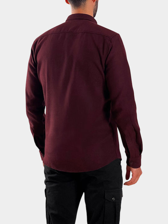 Μακρυμάνικo Φανελένιο Overshirt Μπορντό