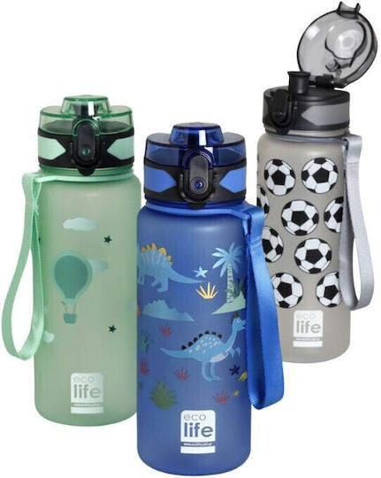 Ecolife Kids Water Bottle Plastic with Straw Flamingo 500ml