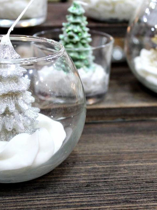 Glass 12 X 9cm Composition Silver Tree Scented Soy Candle White Musk
