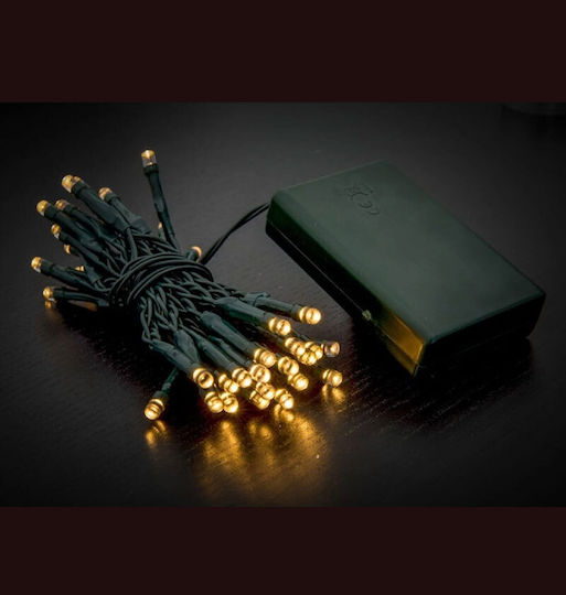 40 Lumini LED 4,4 m Alb Cald cu Baterii în Șir