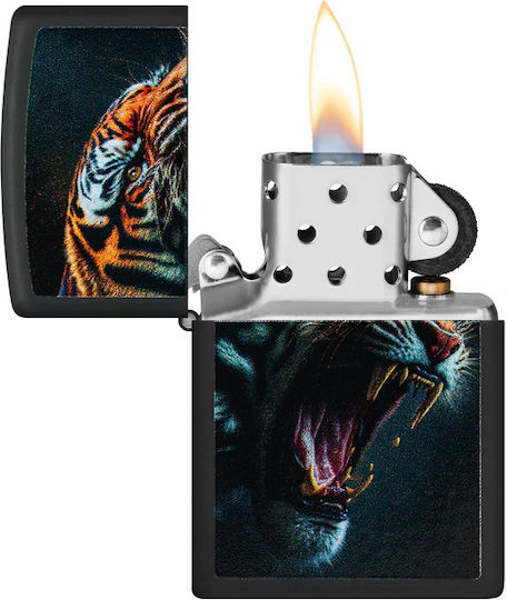 Zippo Tiger Αναπτήρας Φλόγας σε Μαύρο χρώμα