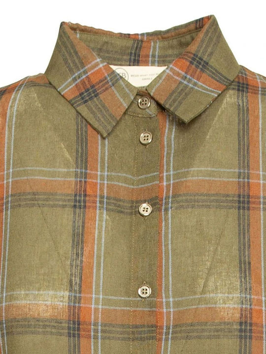 Women's Checked Long Sleeve Shirt Olive