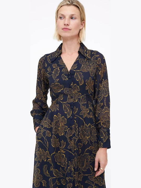 Midi Σεμιζιέ Φόρεμα Mustard, Blue