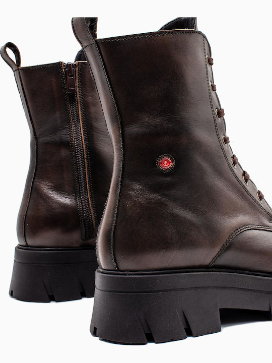 Leder Stiefeletten Damen Braun