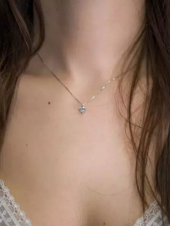 Halskette aus Weißgold 18k mit Diamant