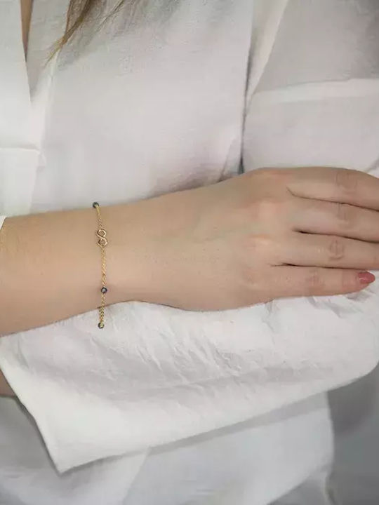 Damen Armband Kette mit Design Unendlichkeit aus Gold 18K mit Perlen