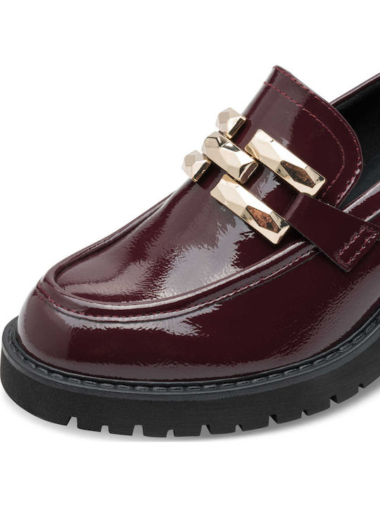 Lackleder Damen Mokassins in Burgundisch Farbe