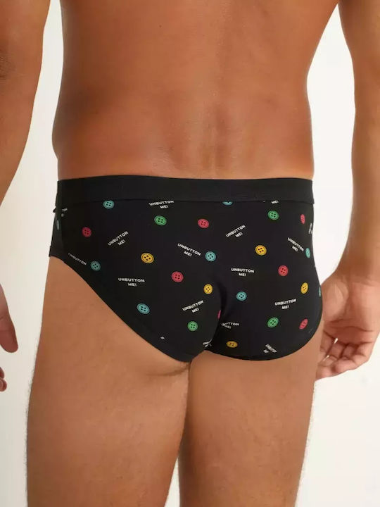 Adamo Herren Slips Schwarz mit Mustern 1Packung