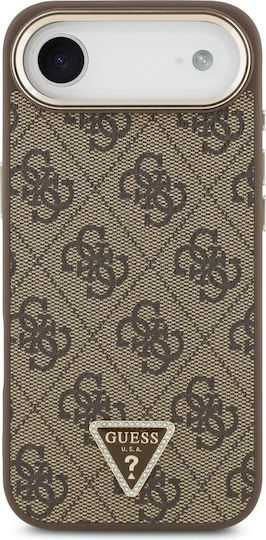 Guess 4g Strass Triangle Logo Umschlag Rückseite Synthetisches Leder / Leder Gold (iPhone Air)
