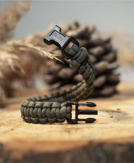 Pentagon Pselion Survival Bracelet With Black Rope