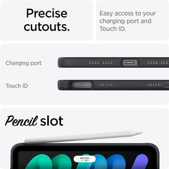 Spigen Nano Pop Флип Капак Черен (iPad Mini 7, iPad Mini 6)